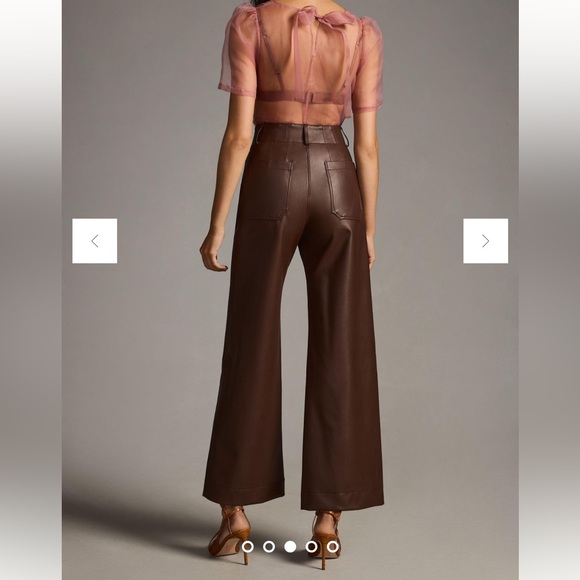 NWT Anthropologie Maeve The Colette Brown Cropped Wide-Leg Faux Leather Pants - Picture 3 of 12